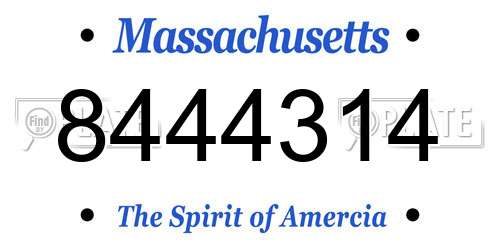 8444314 Massachusetts License Plate