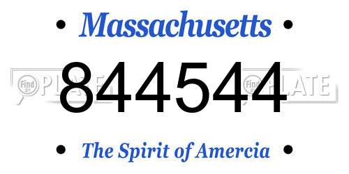 844544 Massachusetts License Plate