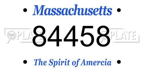 84458 Massachusetts License Plate