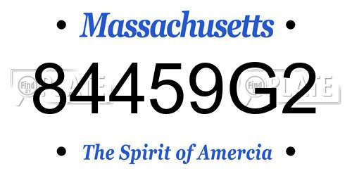 84459G2 Massachusetts License Plate