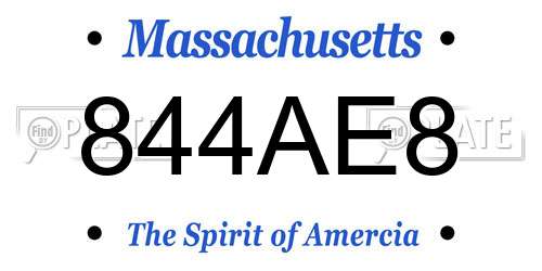 844AE8 Massachusetts License Plate