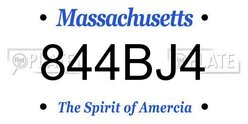 844BJ4 Massachusetts License Plate