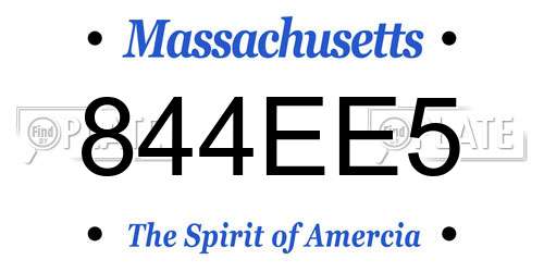844EE5 Massachusetts License Plate