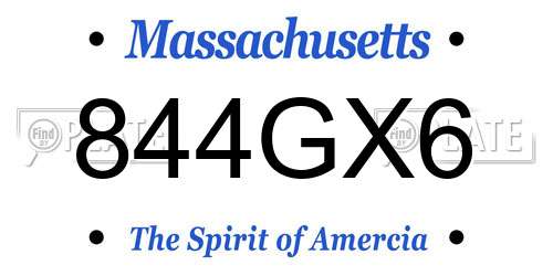 844GX6 Massachusetts License Plate