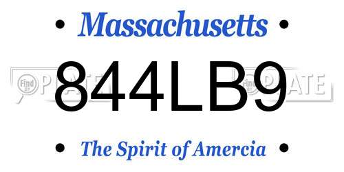 844LB9 Massachusetts License Plate