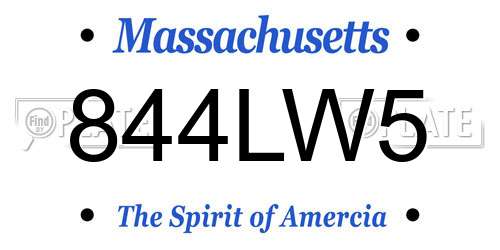 844LW5 Massachusetts License Plate