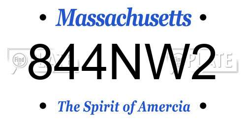 844NW2 Massachusetts License Plate