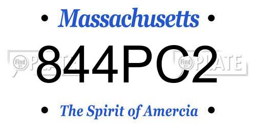 844PC2 Massachusetts License Plate