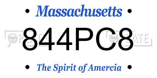 844PC8 Massachusetts License Plate
