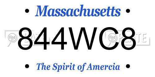 844WC8 Massachusetts License Plate