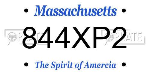 844XP2 Massachusetts License Plate