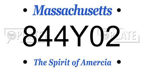 844Y02 Massachusetts License Plate
