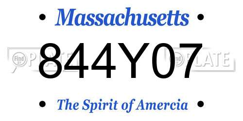 844Y07 Massachusetts License Plate
