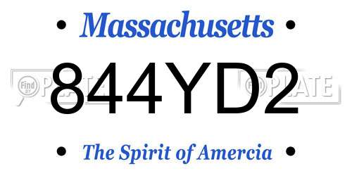 844YD2 Massachusetts License Plate