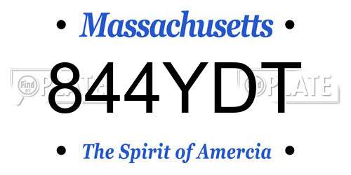 844YDT Massachusetts License Plate