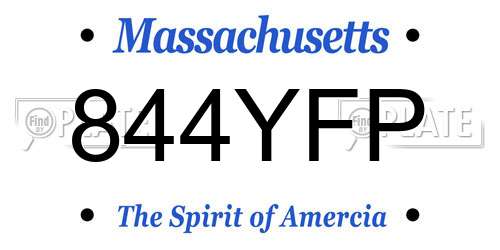 844YFP Massachusetts License Plate