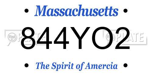 844YO2 Massachusetts License Plate