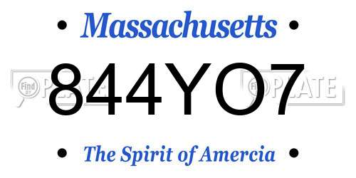 844YO7 Massachusetts License Plate