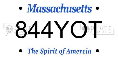 844YOT Massachusetts License Plate