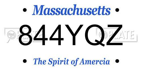 844YQZ Massachusetts License Plate
