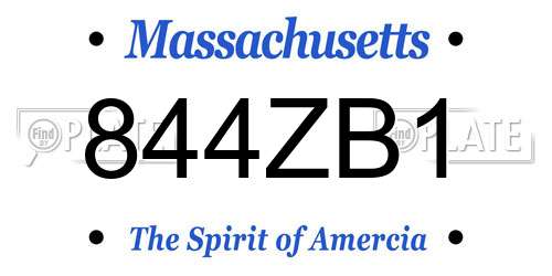844ZB1 Massachusetts License Plate