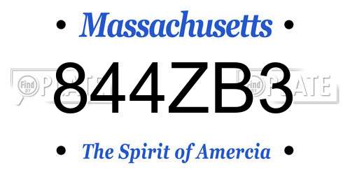 844ZB3 Massachusetts License Plate