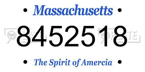 8452518 Massachusetts License Plate