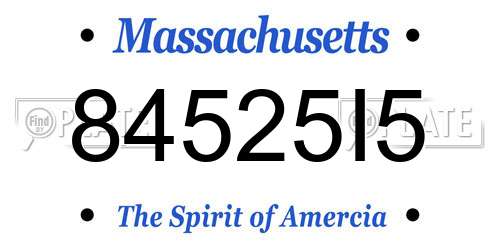 84525I5 Massachusetts License Plate