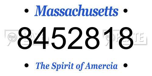 8452818 Massachusetts License Plate