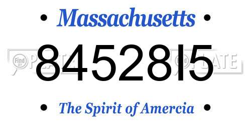 84528I5 Massachusetts License Plate