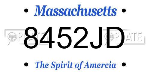 8452JD Massachusetts License Plate