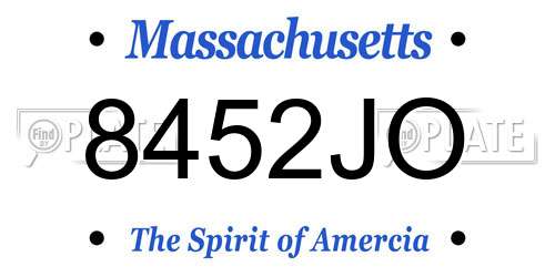 8452JO Massachusetts License Plate
