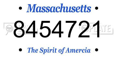 8454721 Massachusetts License Plate