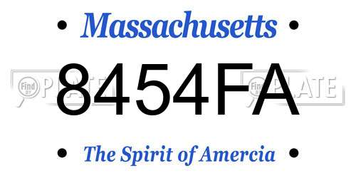 8454FA Massachusetts License Plate