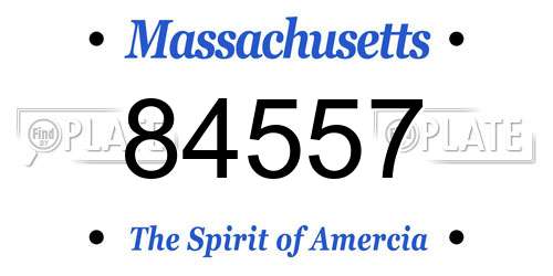 84557 Massachusetts License Plate