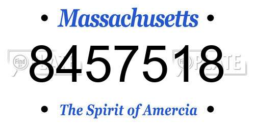8457518 Massachusetts License Plate