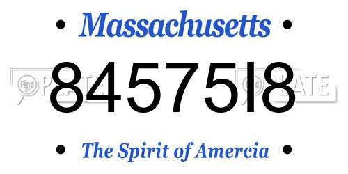 84575I8 Massachusetts License Plate