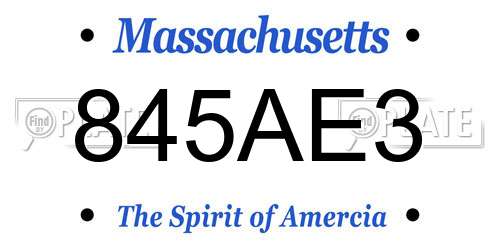 845AE3 Massachusetts License Plate