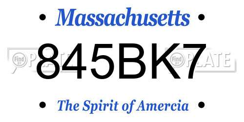 845BK7 Massachusetts License Plate