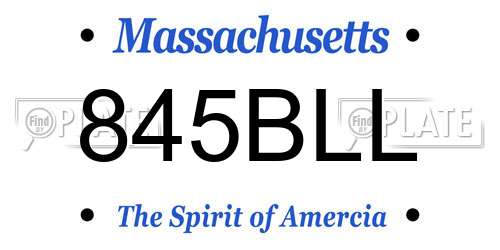 845BLL Massachusetts License Plate