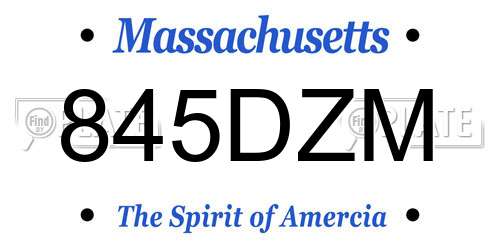845DZM Massachusetts License Plate