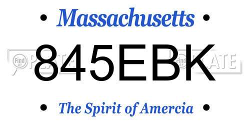845EBK Massachusetts License Plate
