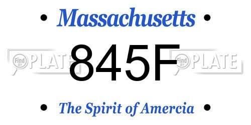 845F Massachusetts License Plate