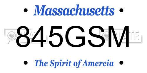 845GSM Massachusetts License Plate