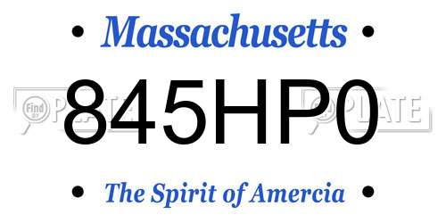 845HP0 Massachusetts License Plate