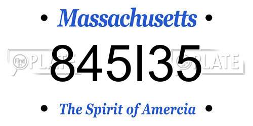 845I35 Massachusetts License Plate