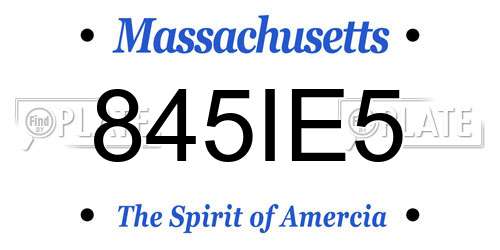 845IE5 Massachusetts License Plate