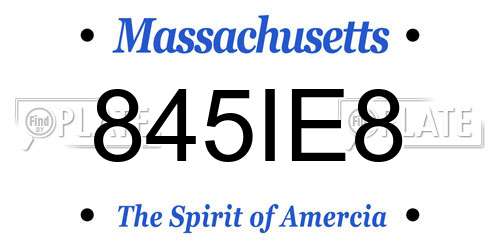 845IE8 Massachusetts License Plate
