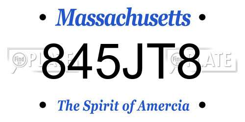845JT8 Massachusetts License Plate