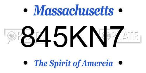 845KN7 Massachusetts License Plate